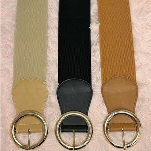 Elegant Women's Belt Set - Black, Tan, Cream